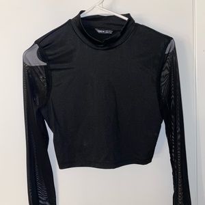 Black SHEIN mesh sleeve crop top